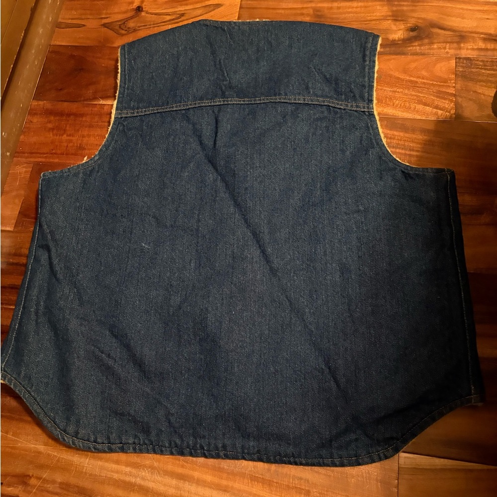 Vintage Carhartt Denim Sherpa Lined Vest USA Made Workwear Western XL Tall - Picture 10 of 10